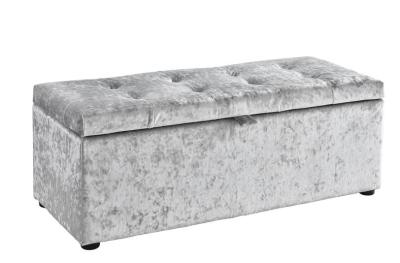China Crush Silver Velvet Ottoman Storage Chest Toy Box For Bedroom Living Room for sale