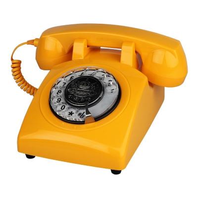 China Rotary Corded Landline Phone Volume Adjustable Golden Vintage Landline Phone for sale