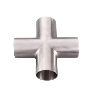 China Sanitary SS Pipe Fittings Four Way Cross DN150 Mirror Polished for sale