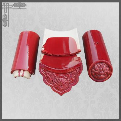 China Buddhist Temple Antique Red Roof Tiles Chinese Roof Ornaments Handmade Sculpture for sale