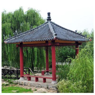 China Glossy Chinese Glazed Roof Tiles Gazebo Pagoda Wooden Garden Pavilion for sale