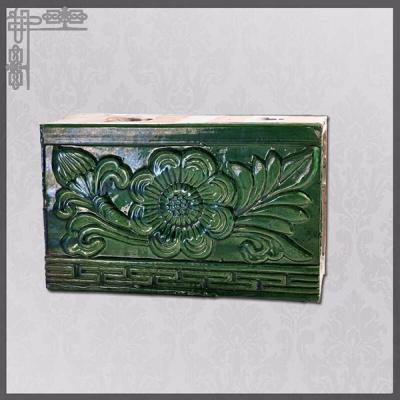 China Glazed Antique Chinese Roof Ornaments Flower Pattern Green Yellow Colors for sale