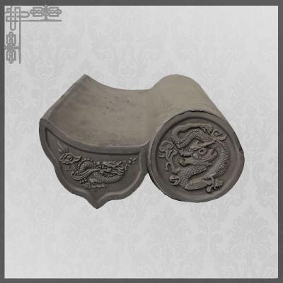 China Chinese Style Dragon Pattern Clay Grey Color Unglazed Eaves Roof Tile for sale