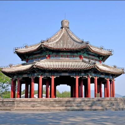China Traditional Grey Clay Roof Tiles Big Cooling Kiosk Pavilion Chinese Style for sale