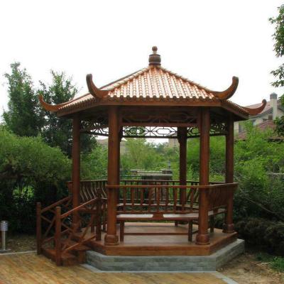 China Outdoor Park Custom Chinese Solid Wooden Gazebo Pavilion Asian Style for sale