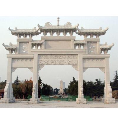 China Chinese Style Garden Large Stone Archway Temple Memorial Stone Gate Outdoor for sale