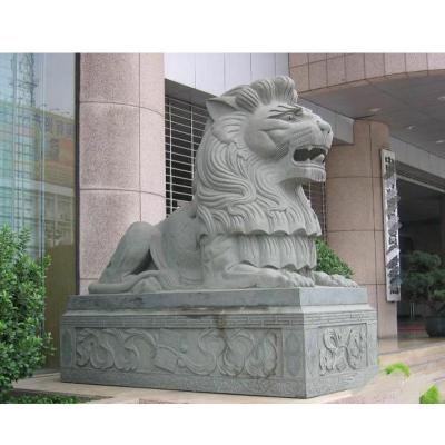 China Outdoor Decorative Sitting Granite Marble Lion Sculpture Customized Te koop