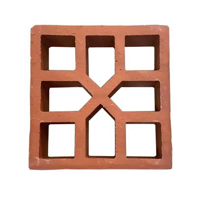 China Unglazed Terracotta Red Clay Hollow Bricks Outdoor Screen Wall Blocks for sale
