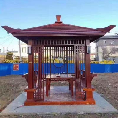 China Waterproof Outdoor Solid Wood Pavilion With Fence for sale