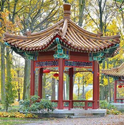 China Outdoor Courtyard Cabin Chinese Pavilion With Anticorrosive Wood 10 - 18 Seats en venta