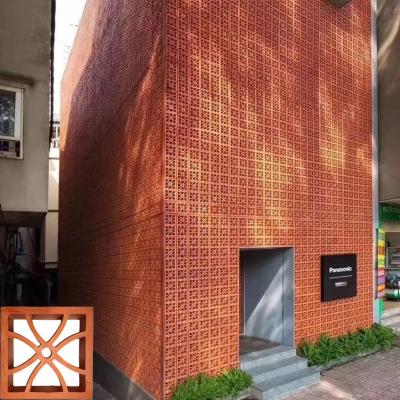 China Terracotta Decorative Clay Hollow Breeze Block Hotel Wall Design for sale