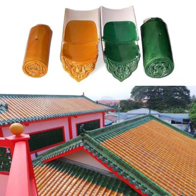 China Durable Chinese Temple Clay Tiles Glazed Ceramic Roof Tile Figures Dragon Design for sale