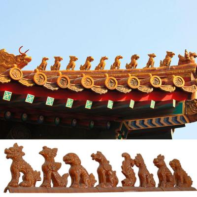 China Twice Sintering Chinese Roof Decoration Antique Building Glazed Roof Ornament Tile for sale