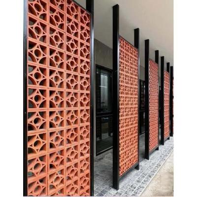 China Beautiful Customized Perforated Terracotta Red Brick Wall Ventilation Breeze Block For Hotel for sale