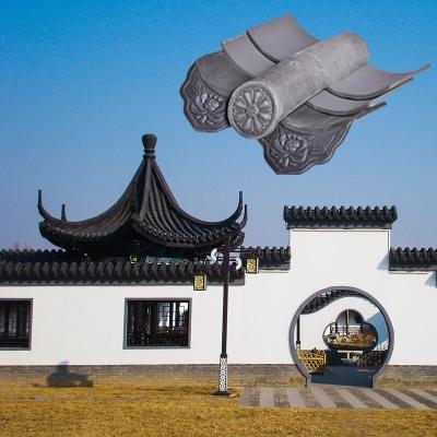 China Pérgula de gazebo de estilo chinês com telhas de barro cinza natural não esmaltadas à venda