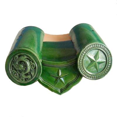 Chine Chinese Sancai Green Glazed Roof Tiles Customized Five Star Pattern à vendre