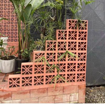 China Red Fire Terracotta Breeze Tile Decorative Garden Block for sale