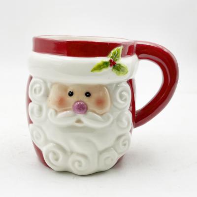 China Hand Drawn Ceramic Santa Mugs Home Creative Cartoon Coffee Cup Christmas for sale