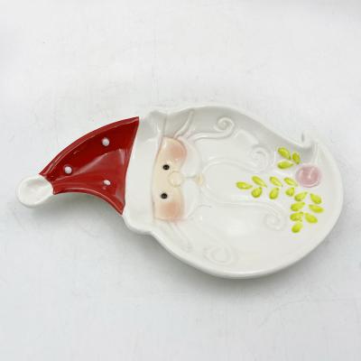China Christmas Santa Claus Ceramic Cake Cookie Plate Gifts Porcelain Holiday Decorative Dinnerware en venta