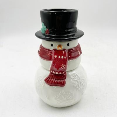China Snowman Ceramic Gift Creative Three Piece Set Of Salt And Pepper Shakers Custom Pattern for sale