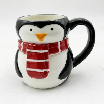 China Penguin Shape Tea Cup Christmas Ceramic Coffee Mugs Drinking Furniture Holiday Gifts for sale