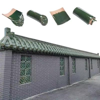 China China Style Garden Buildings Green Glazed Roof Tiles For Courtyard Wall for sale