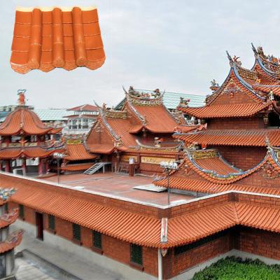 China Traditional Chinese Style Glazed Roof Tiles White Body in Yellow Color for Building Project à venda