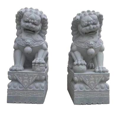 China Temple Pagodas Stone Lion Statues Mansions Stone Animal Sculpture for sale