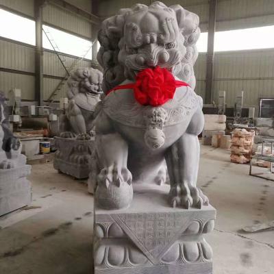 China China Natural Stone Lion Statues Sculpture Hand Carved Garden Outdoor Decoration for sale