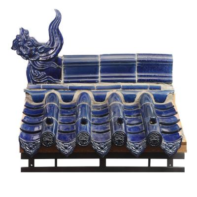 China Traditional Chinese style blue glazed cemetery roof tiles for sale