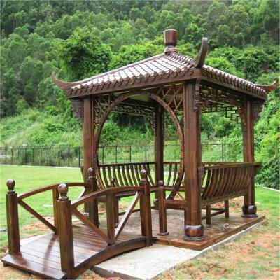 Chine Gris en bois 2.6m de pergola d'hexagone de belvédère de pavillon de jardin carré à vendre