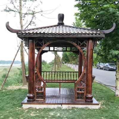 China Outdoor Pavilion Chinese Wood Gazebo Hexagonal 3m Antique Garden Pagoda for sale