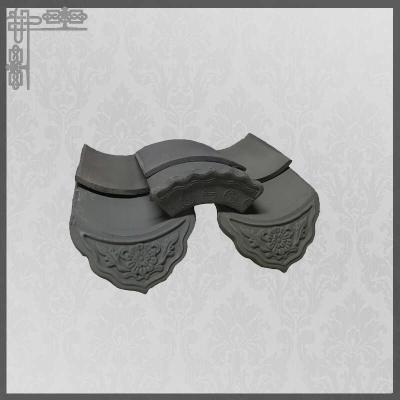 China Asian Pavilion Unglazed Chinese Clay Roof Tiles Grey Mold Matt Temple Flat for sale