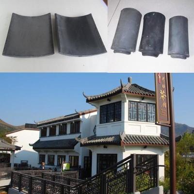 China Pagoda Gardens Chinese Clay Roof Tiles Matt Bent Tea House Black Grey for sale