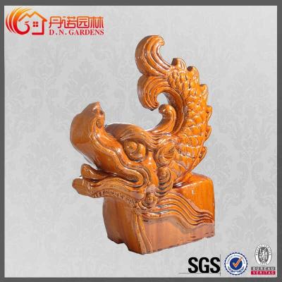 China Colored Glaze Chinese Roof Ornaments Dragon Pattern Kaolin Clay Decorative Roof Tiles for sale