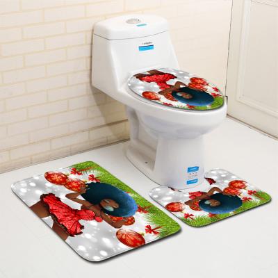 China Polyester Cartoon Toilet Lid Cover And Rug Set OEM ODM for sale