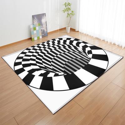 China New 3D three-dimensional large carpet door mat, black and white vortex living room large square floor mat for sale