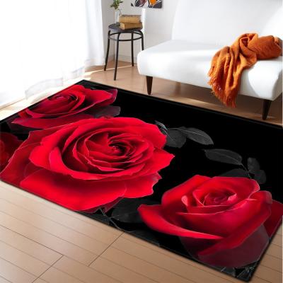 China Rose Flower Living Room Floor Carpets Commercial Restaurant Carpet 80*120cm for sale