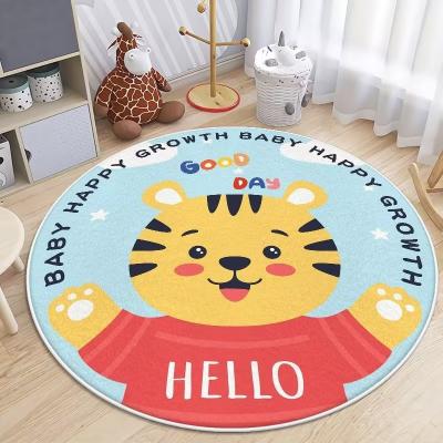 China Animal Cartoon Wool Spinning Childrens Playroom Rug Round for sale