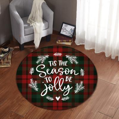 China estera roja de la oficina de Santa Claus Elk Christmas Festive Floor Mat Anti SlipCircular de la ronda de los 80cm en venta