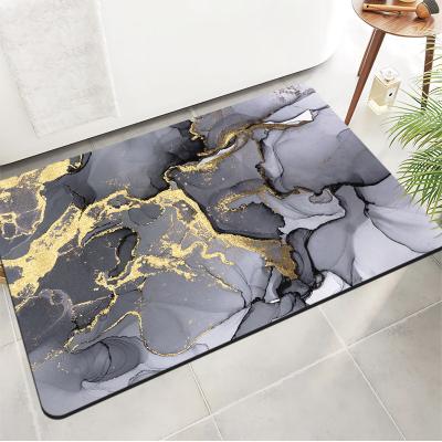 China Soft Diatom Mud Bathroom Waterproof Carpet Light Luxury Marble Pattern 40*60cm for sale