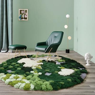 China Pure Handmade Wool Green Moss Carpet 1000*830mm Modern Living Room Rugs for sale