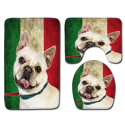 China Creative Cute Cat Toilet Mat Set Personalized Dog Toilet Tank Cover Set for sale