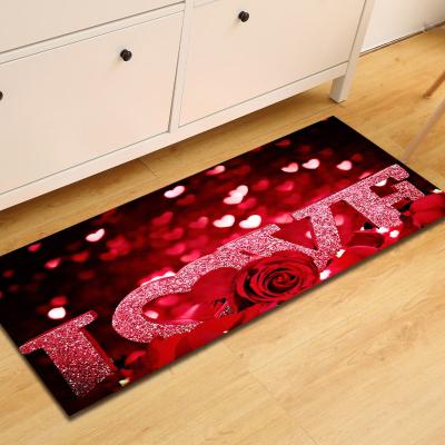 China Valentine's Day Kitchen Floor Mats Anti Fatigue Anti Slip Carpet for sale
