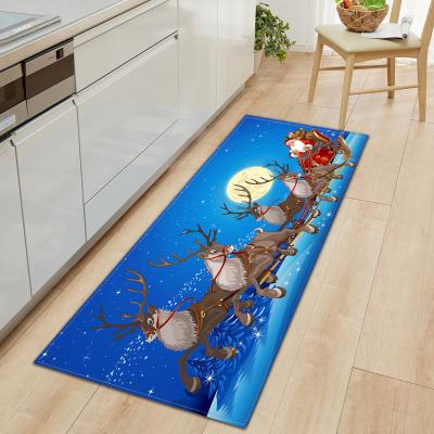 China Christmas Deer Waterproof Kitchen Runner Long Strip Anti Fatigue Floor Mat for sale