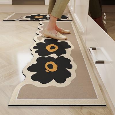 China Anti Slip And Anti Dirty Kitchen Floor Mat  Anti Oil  Small Fresh Fashion Flower Mat for sale