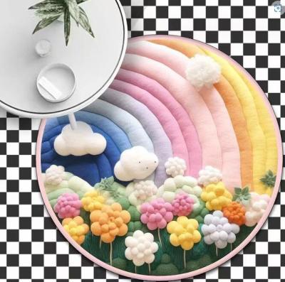 Китай Круговая радужная детская комната ковер 3D эффект мультфильм облако украшенный ковер продается