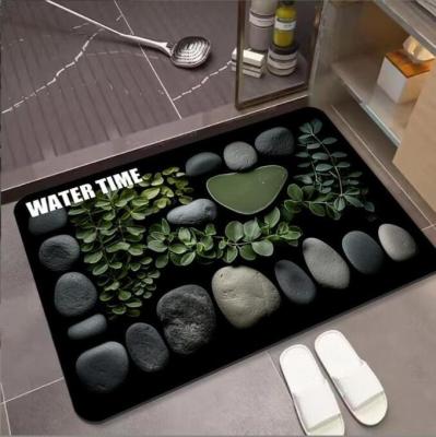 China Expansion Air Stone Bathroom Floor Mat Cartoon Pebble Diatom Mud Floor Mat Kitchen Oil Absorbent for sale