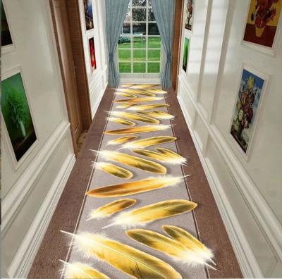 China 3D Printed Feather Entrance Large Commercial Floor Mat Corridor Stairway Hotel for sale