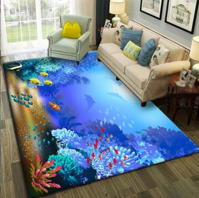 China 3D Printing Sea World Blending Crystal Velvet Living Room Floor Carpets 120*160cm for sale